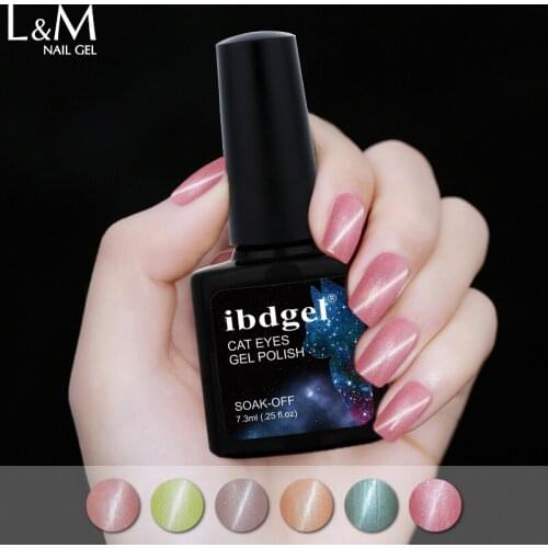 1pc Jade Cats Eye Gel Nail Polish ibdgel Brand 3D Cat Eye Magnetic Soak Off UV Gel Polish Magnet Manicure Color