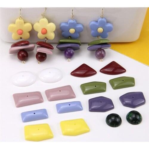 10pcs Korean Simple Irregular Resin Half Pill With Hole Pendant Statemen Earrings For Women Material Diy Ear Jewelry Accessories