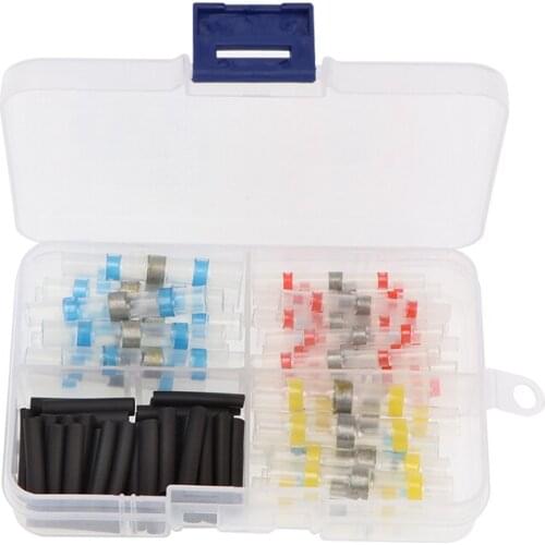 110PCS Heat Shrink Insulated Solder Butt Terminals Electric Wire Connectors Waterproof Terminals + Heat Shrink Tube Set