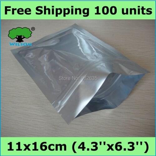 11x16cm (4.3''x6.3'') 4 mils 100 -1000 PCS aluminum foil zip lock bag for long term food storage smell proof bag Free shipping