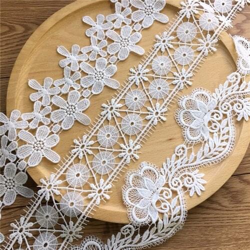 2 Yards Cheap Lace Trim Super Flower Lace Fabric Polyester for Clothes Home Textiles Apparel Sewing Lace Fabric