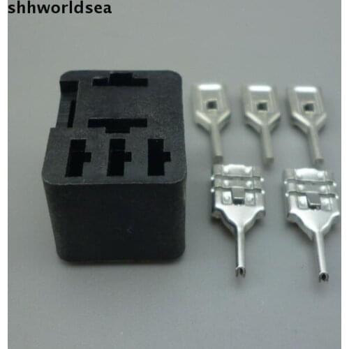 Shhworldsea Automotive Relay Sockets 5 Pin PCB Mount For Series Relays Car Relay Connector Auto Relay Holder 5pcs 6.3mm terminal