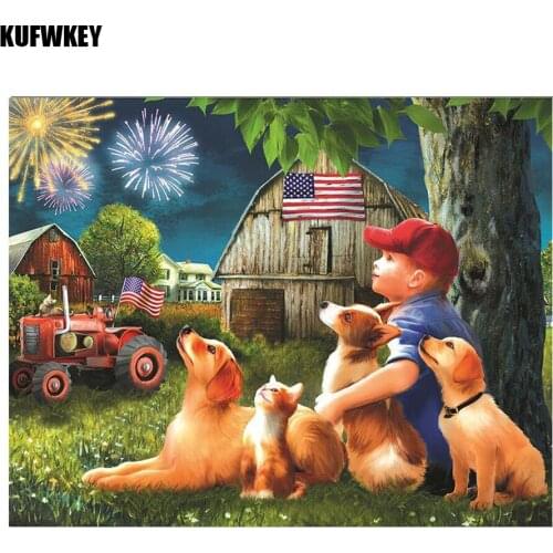 5D DIY Diamond Embroidery dog/fireworks Cross Stitch Rhinestone Full Square Diamond Painting city scenery Mosaic home Decor