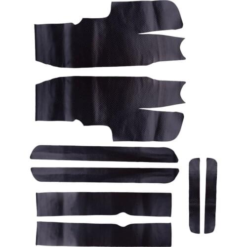 8pcs PU Leather Door Sill Scuff Plate Guard Pedal Protector Cover Trim Carbon Fiber Style Fit For Toyota Highlander 2021-2019