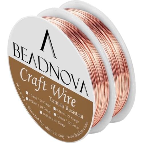 BEADNOVA 26/22/20 Gauge Tarnish Resistant Bare Copper Wire For Jewelry Making (2 Rolls Pack)