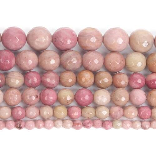 Faceted Red Wood Veins Natural Stone Beads Round Loose Beads For Jewelry Making DIY Bracelets Earring Accessories 4/6/8/10/12MM