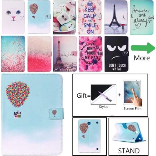 Cartoon Tower Case For Samsung Galaxy Tab A 8.0"T350 T355 P350 P355 SM-T355 Cover Funda Tablet Silicone PU Leather Stand Shell