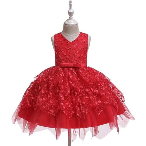 Toddler Girls Princess Party Pageant Sleeveless Kids first Birthday Ball Gown Tutu Flower Girls Dresses White Pink Sash Belt