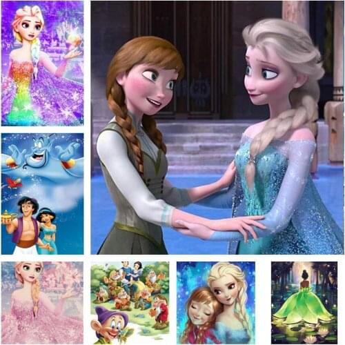 Disney DIY 5D Round Full Diamond Mosaic Painting Cross Stitch Elsa Diamond Embroidery Kit Square Diamond Home Decoration