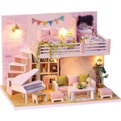 Diy Hut Handmade Princess Girl Mini House Model Assembling Birthday Christmas Gift Sweet and Warm Wooden Toy