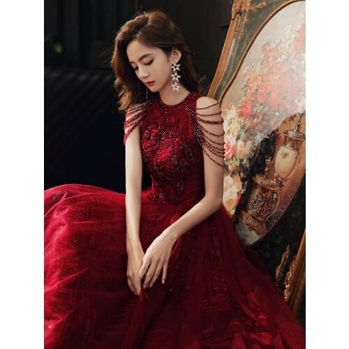 Wine long sweat pregnant lady girl women princess bridesmaid banquet party ball prom dress gown free shipping