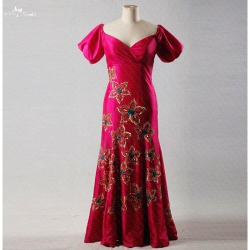 RSE190 Elegant Abendkleider Short Sleeves Long Evening Gowns V Neck Mermaid Plus Size Evening Dress