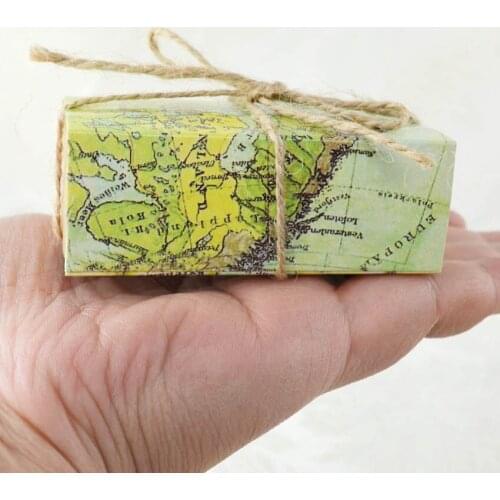 50pcs Drawer Paper Box Map Design Souvenir Gift Boxes Small Cardboard Box Paper Gift Box Packaging Event Party Supplies