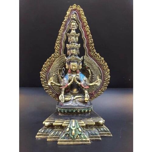 Chinese Antique Copper Thousand hands Thousand eyes Guanyin Buddha statue