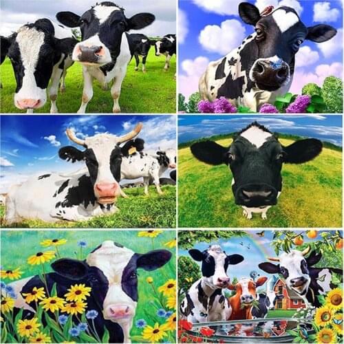 Cow DIY 5D Diamond Painting Full Round Drill Animal Diamond Embroidery Cross Stitch Kits Mosaic Rhinestones Home Decor