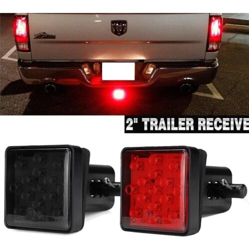 2'' Trailer Hitch Receiver Cover 15 LED Brake Led Lights Tube Cover 4 Pin Car Accessories Car Signal Lamp Warning Strobe Light