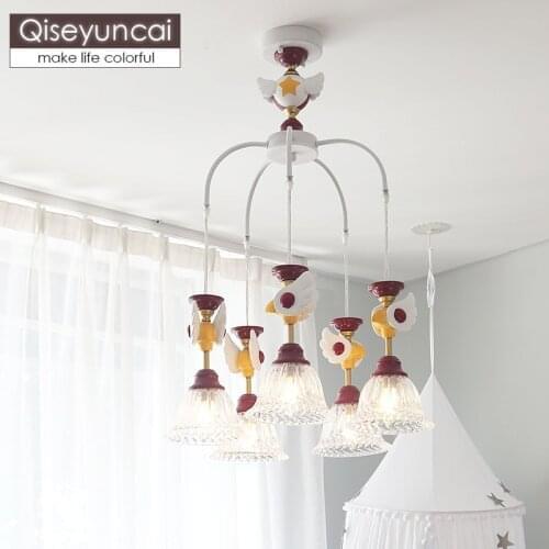 American childrens room chandelier girl childrens lamp bedroom lamp princess cartoon creative Nordic bedside lamps