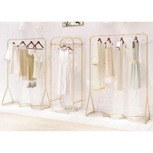 Clothing store display rack floor type light luxury womens clothing store display shelf gold clothes rack net red clothes rack