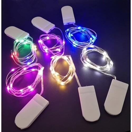 Mini LED String light 2M Silver Wire Fairy Lights for Garland Home Christmas Wedding Party Decoration Powered by CR2032 Battery