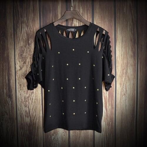 Mens Summer Slim Round Neck Hair Stylist Stage Bar DJ Short Sleeve T-Shirt Personality Mens T Shirts Fashion 2020 Men T Shirt