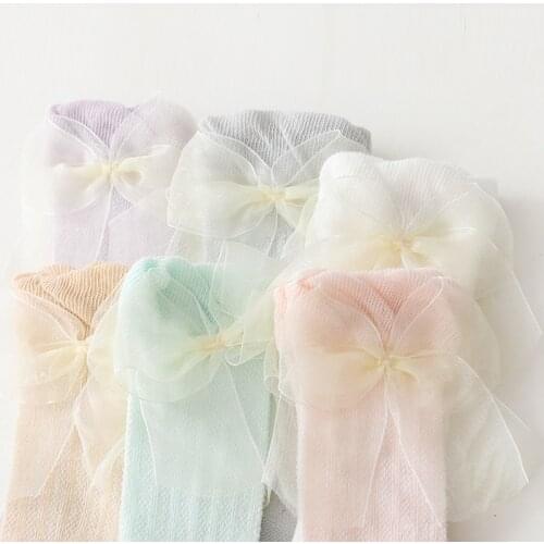 5 Pairs/lot 0-3 years old childrens socks breathable fishnet childrens socks girls' socks bowknot cotton socks baby socks
