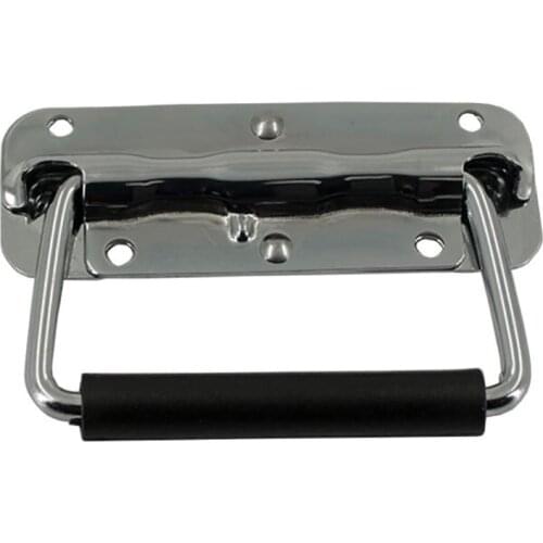 Spring Loaded Case Handle, Metal Surface Mount Chest Handle with Rubber Grip for Flight Case, Cabinet, Aluminum Case -110x75MM