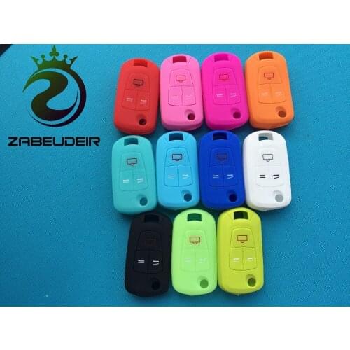 Pusakieyy 10pcs/lot new silicone Car Key Cover Case Holder For Opel Vauxhall Astra Vectra Corsa Signum 3 Button Flip key shell