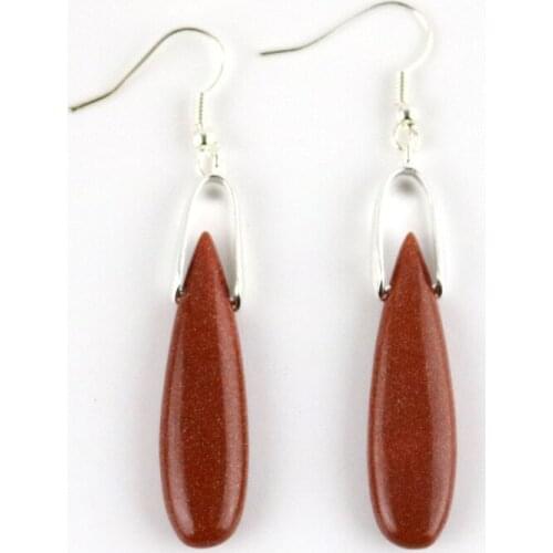 S925 silver needle earrings gold sandstone drop shape creative jewelry earrings ladies fashion earrings party gifts high jewelry