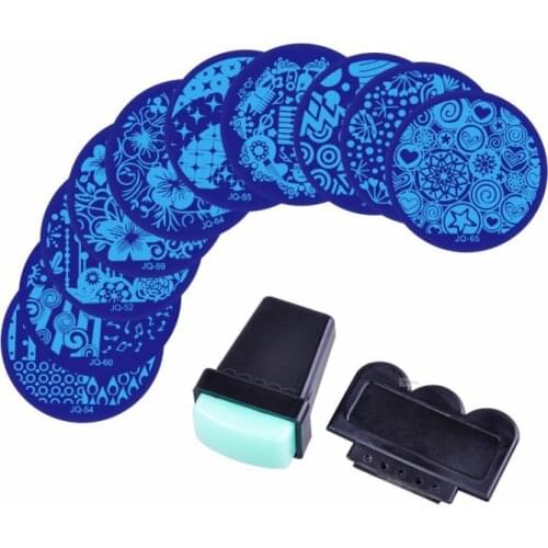 1 set Nail Art Stamp 10 style pattern plate nail paint polish gel Stamping kit Template tools