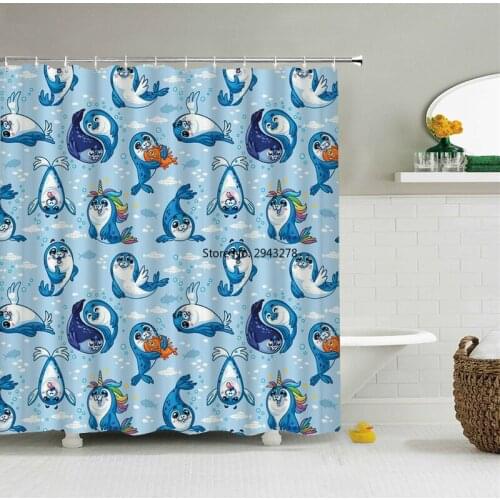 3d Shower Curtains Bathroom Waterproof Bathroom Curtains Cartoon lovely Fish Floral Child Fabric Printing Bath Screen Mat