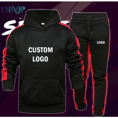 Custom Logo 2021 Patchwork Tracksuit Men Sportswear Sets Two Pieces Set Hoodie and Pants Sporting Suit Running Male Clothes