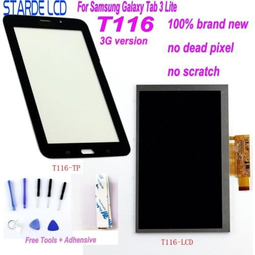 Starde LCD for Samsung Galaxy Tab 3 Lite T116 SM-T116 3G Version LCD Display Touch Screen Digitizer Sense with Free Tools