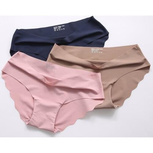 3pcs Sexy ladies panties one-piece seamless cotton ice silk underwear female close-fitting elastic breathable ladies briefs New