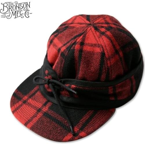 Bronson Outdoors Hunting Cap 85% Wool Railway Kromer Hat Mens Winter Warm Ear Flaps Hat
