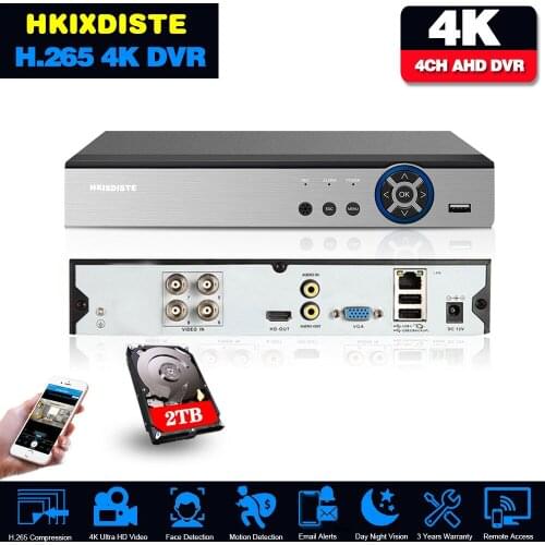 HKIXDISTE 4CH 8CH 8MP 4K H.265+ Xmeye 6 in 1 XVI TVI CVI NVR AHD CCTV DVR Simulation AI Human Detect Surveillance Video Recorder
