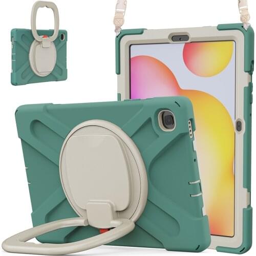Rotating brang Galaxy Tab S6 Lite P610 P615 tablet case + strapcket shockproof silicone protective cover for Samsung