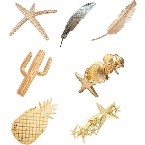 Starfish Shell Hairpins Women Barrettes Leaf Feather Large Spring Clip Geometric Hair Clips for Girls Hair Accessories Adult