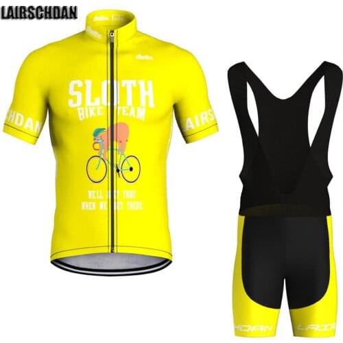 LairschDan Womens Cycling Jersey Set Fietskleding Dames Summer Road Racing Bicycle Clothes Yellow Small Animal pattern Outfit