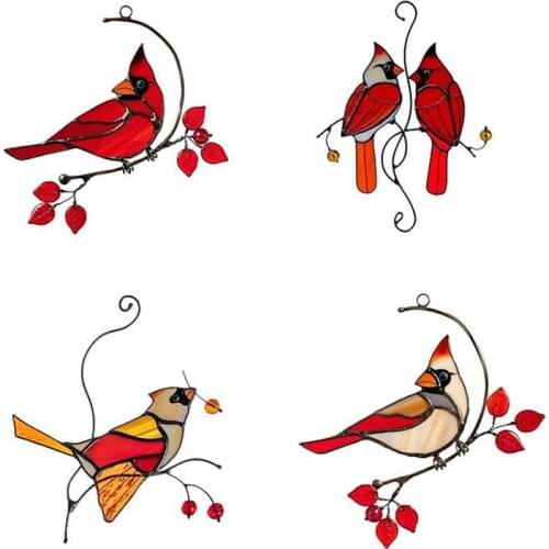 14 Type Multicolor Acrylic Birds Suncatcher Window Panel Bird Ornaments Pendant Home Decoration Gifts for Bird Lover