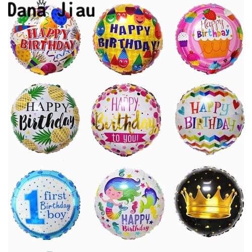 18 Inch happy birthday foil Balloons sweet fruit crown Party Decoration Balloon holiday Aluminum Inflatable Foil Ball kids toy