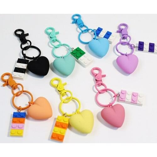 2021 3D Heart Bricks Cartoon Anime Creative Toys For Kids Boys Girls Keychain Women Car Bag Pendent AirPods Accessories D859