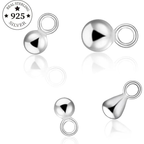 4Pcs/Lot 925 Sterling Silver 2.5-6mm Water Drops End Beads For Extension Tails Chain Droplets Charms Jewelry Making Supplies