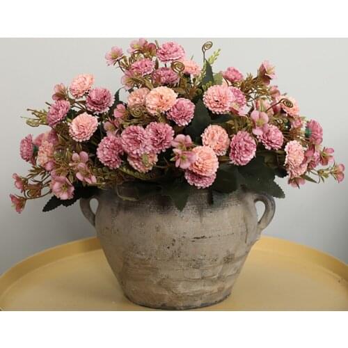 5 Heads Silk Carnations Artificial Bouquet Fake Flower for Bouquets Weddings Christmas Cemetery Crafts Wreaths DIY Decoration