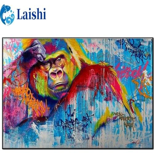 5D Diamond Painting Abstract doodle gorilla Full Round Drill Mosaic Diamond Embroidery Cross Stitch Home Decor Christmas Gift