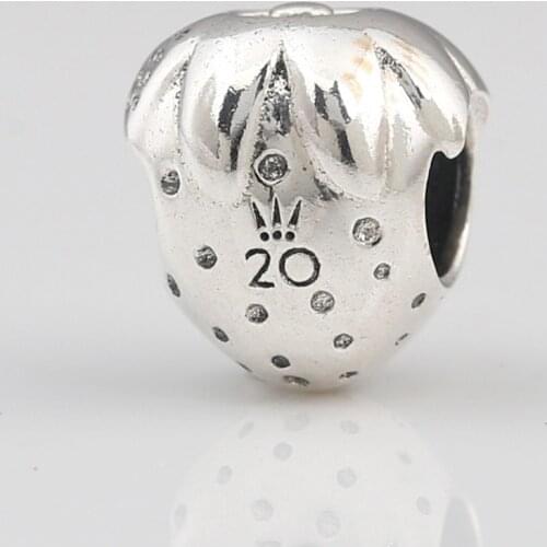 Authentic S925 DIY Jewelry 2020 Year Fruit Strawberry Charm Bead fit Lady Bracelets
