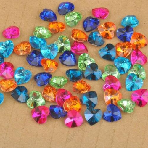 Fast 100PCS 10MM 6228 Mix Colors Austrian Crystal Heart Pendant Bead DIY Handmade Jewelry Earrings Findings Design