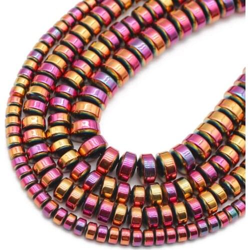 Flat Cylinder Rose Red Hematite Natural Stone Round Spacers Charm Loose Beads For Jewelry Making Diy Bracelet Findings 3/4/6/8MM