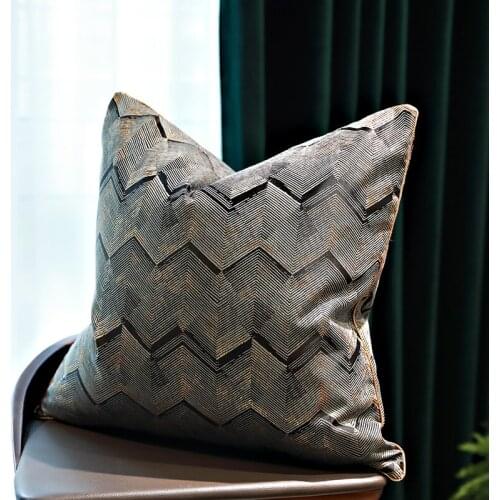 DUNXDECO Cushion Cover Decorative Pillow Case Modern Luxury Golden Black Wave Geometric Jacquard Coussin Sofa Chair Bedding