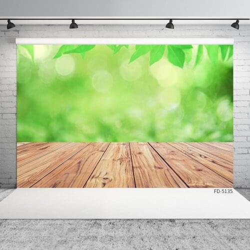 Green Leaves Flare Bokeh Wooden Plank Photo Background Custom Backdrop for Baby Children Pets Toy Photoshoot Photography Props