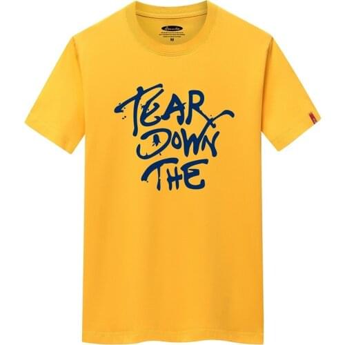 JFUNCY Summer Mens Tops 100% Cotton Short Sleeve T-shirt Letter Print Tshirt S-6XL Plus Size Man Loose T Shirt Men Casual Tees